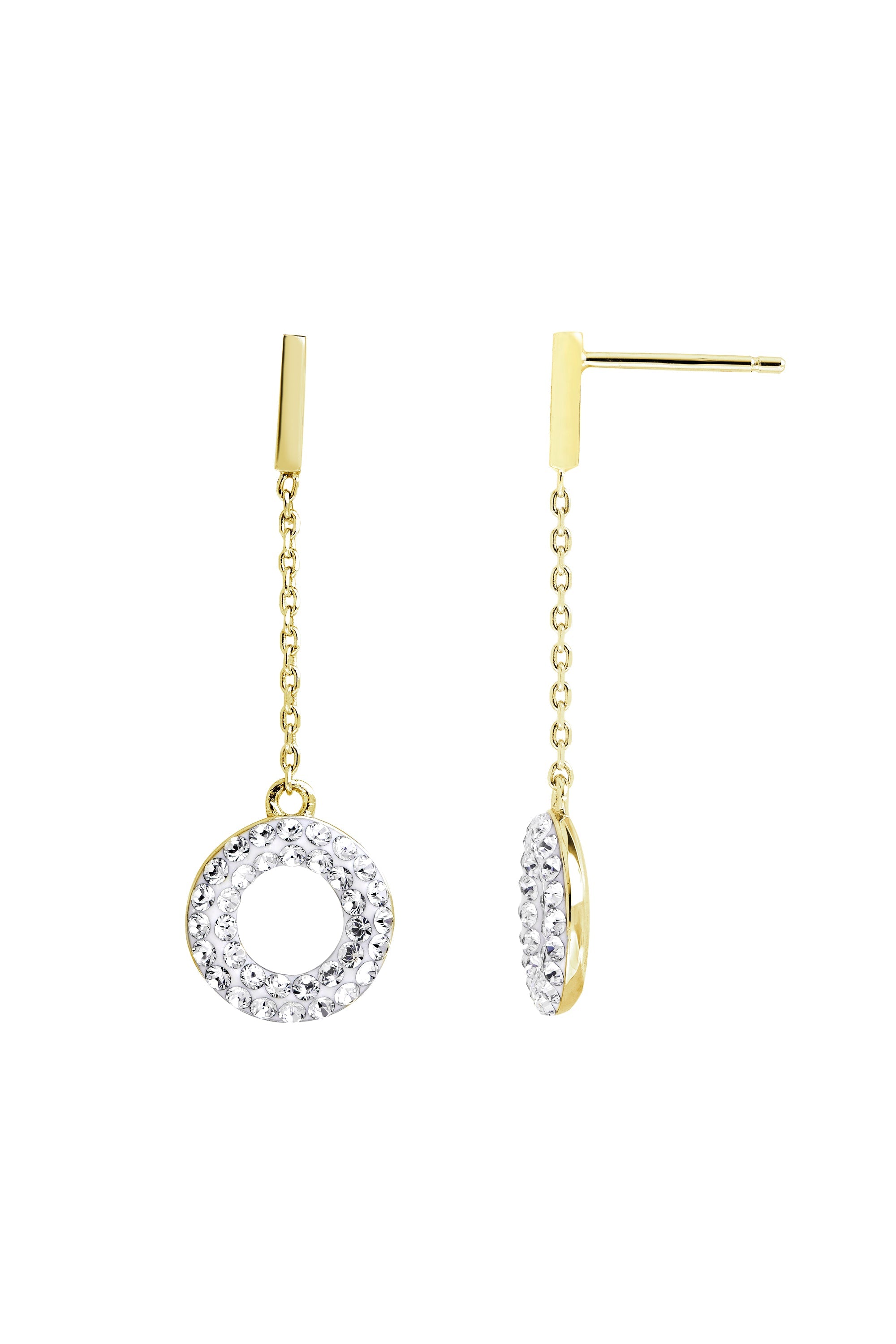 Sterling Silver Gold Plated Crystal Halo Drop Earrings-0