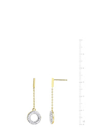 Sterling Silver Gold Plated Crystal Halo Drop Earrings-3