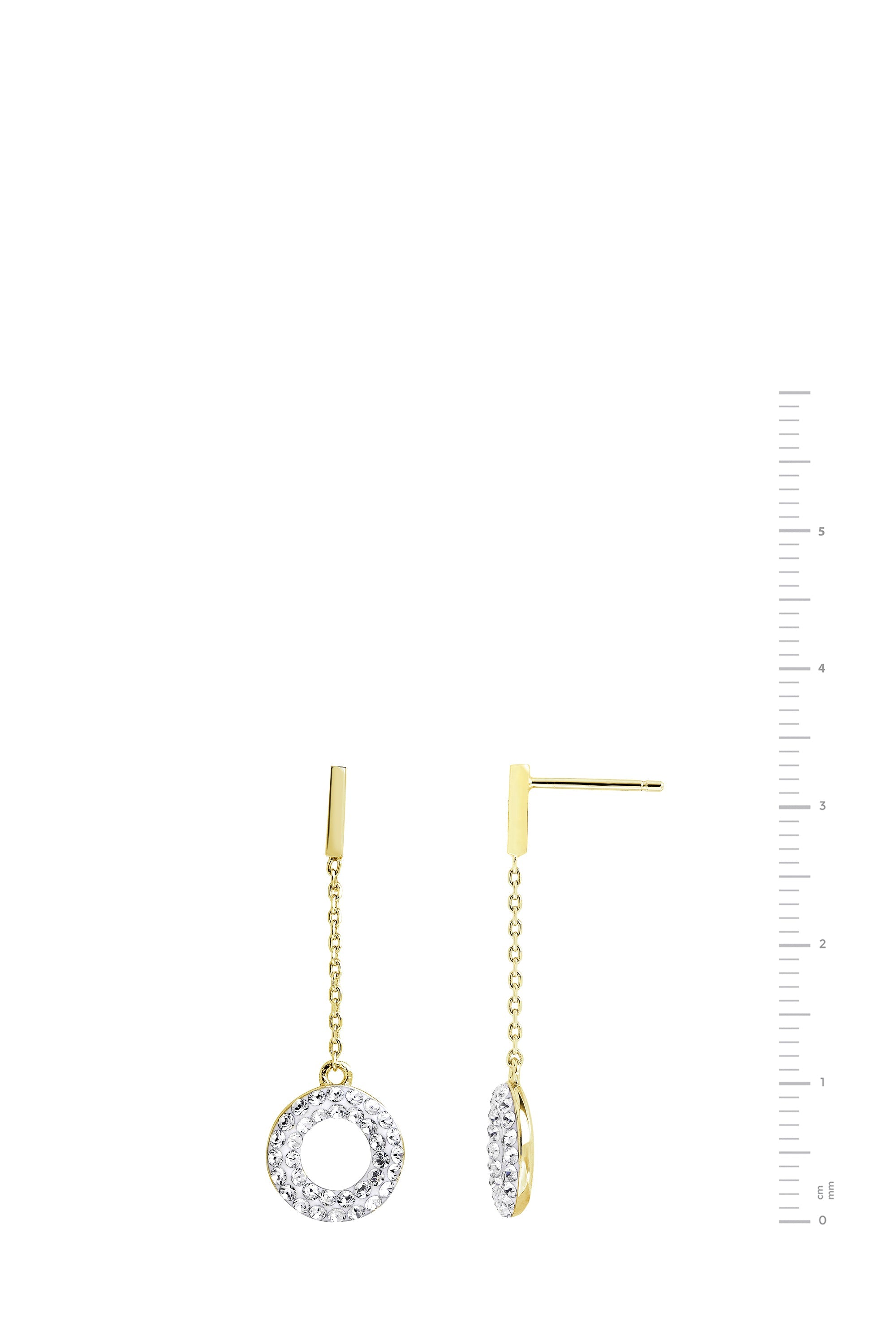 Sterling Silver Gold Plated Crystal Halo Drop Earrings-3