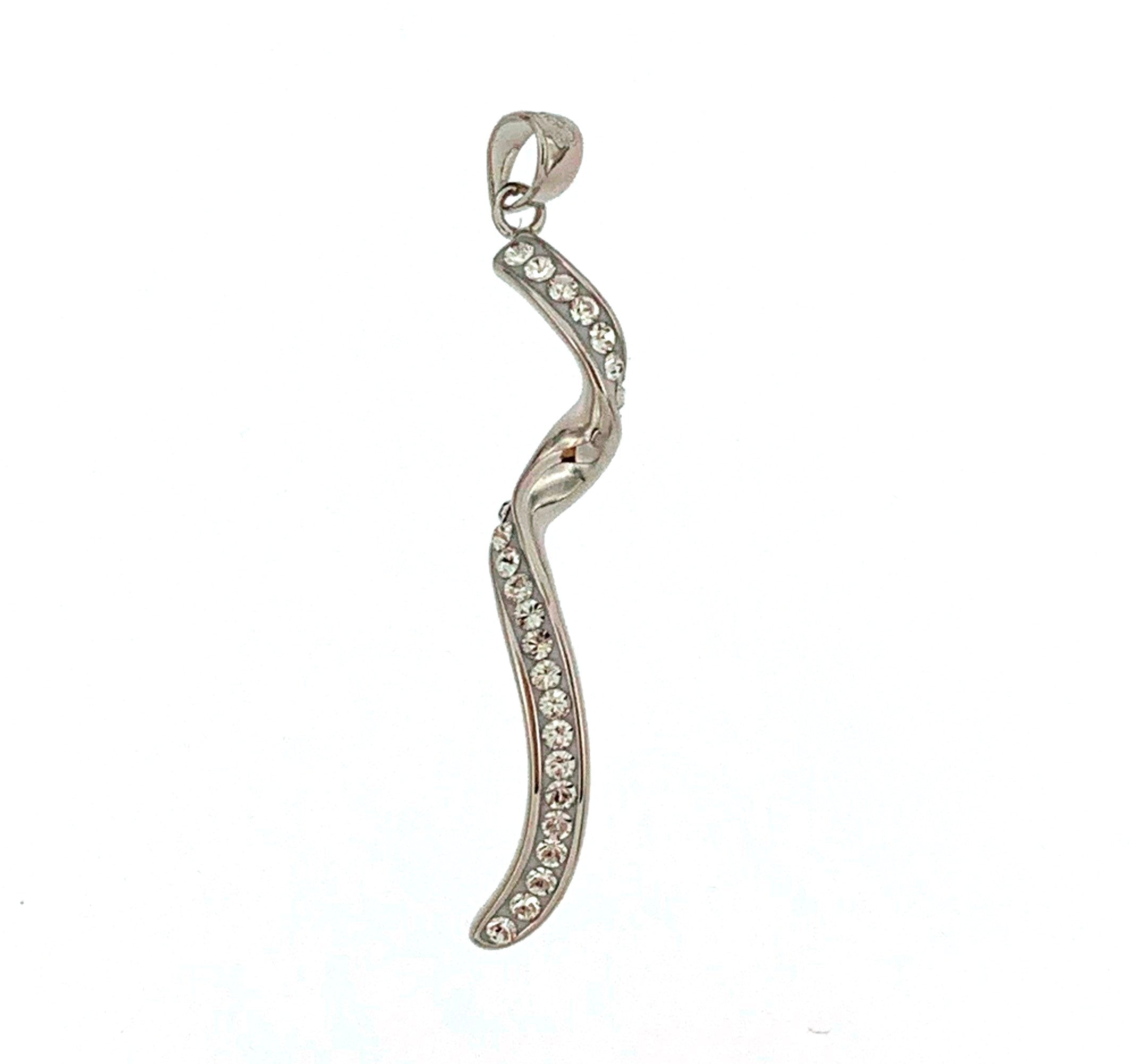 Sterling Silver Crystal Swirl Pendant-0