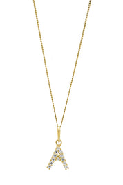 9ct Yellow Gold Cubic Zirconia Initial Pendant Necklace-0