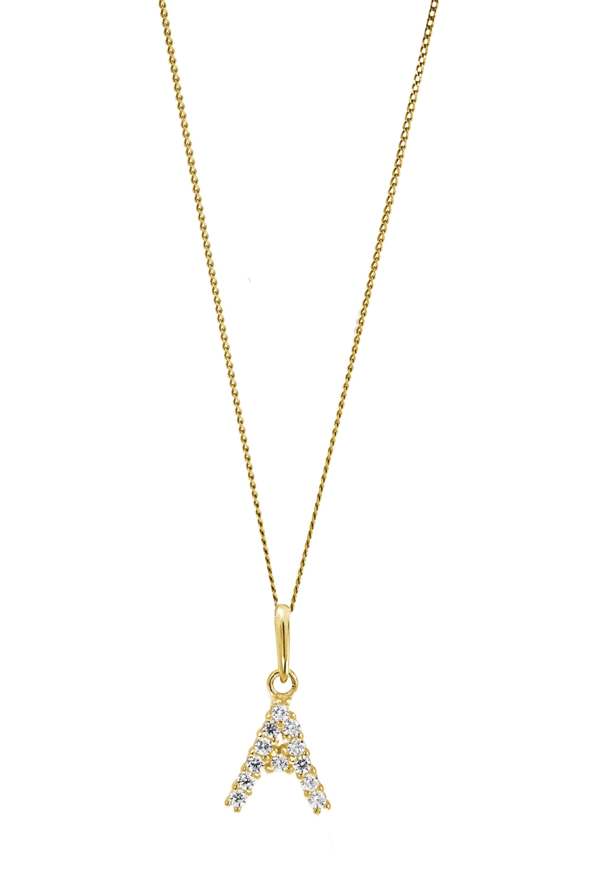 9ct Yellow Gold Cubic Zirconia Initial Pendant Necklace-0