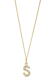 9ct Yellow Gold Cubic Zirconia Initial Pendant Necklace-3