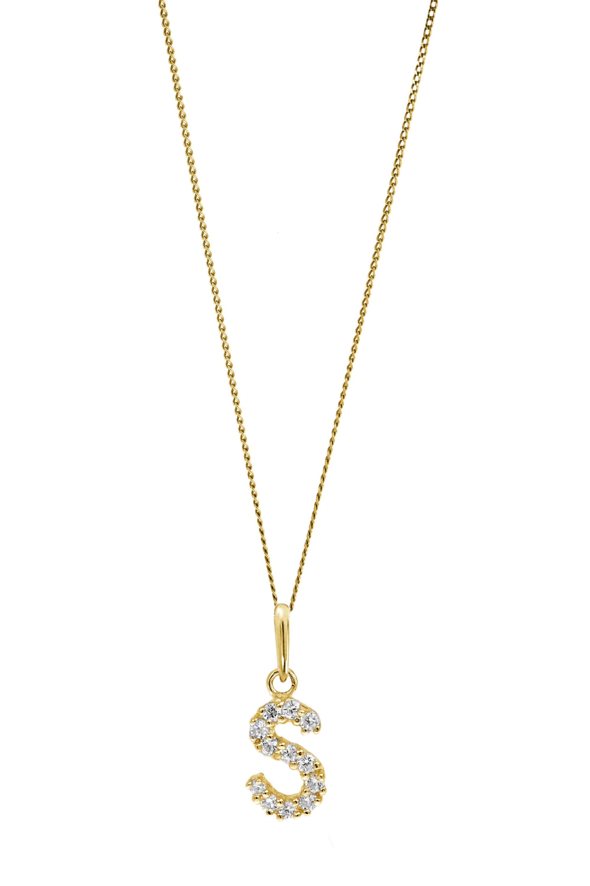 9ct Yellow Gold Cubic Zirconia Initial Pendant Necklace-3