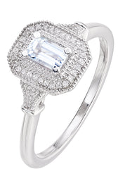 9ct White Gold Aquamarine and Diamond Ring-0