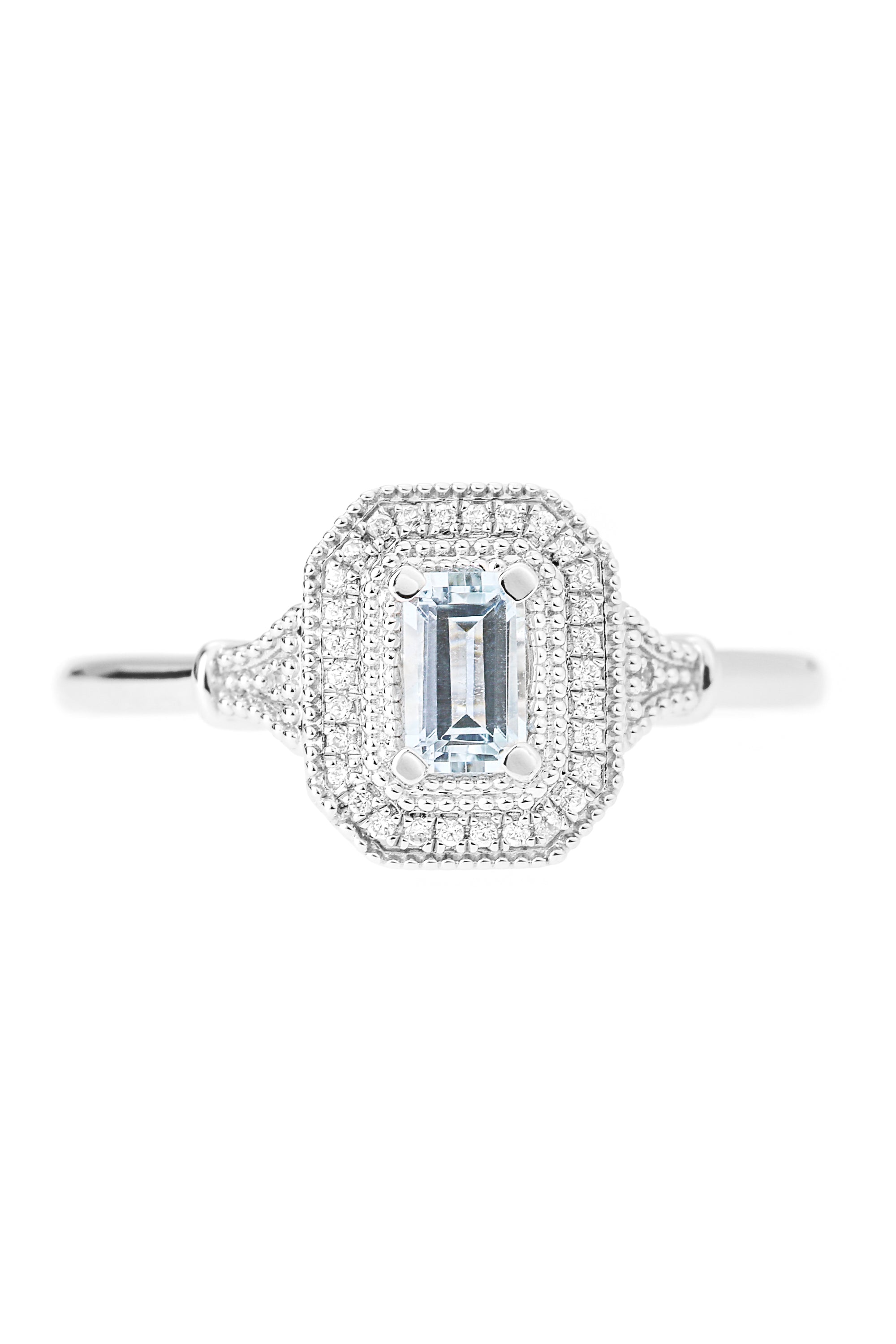 9ct White Gold Aquamarine and Diamond Ring-1