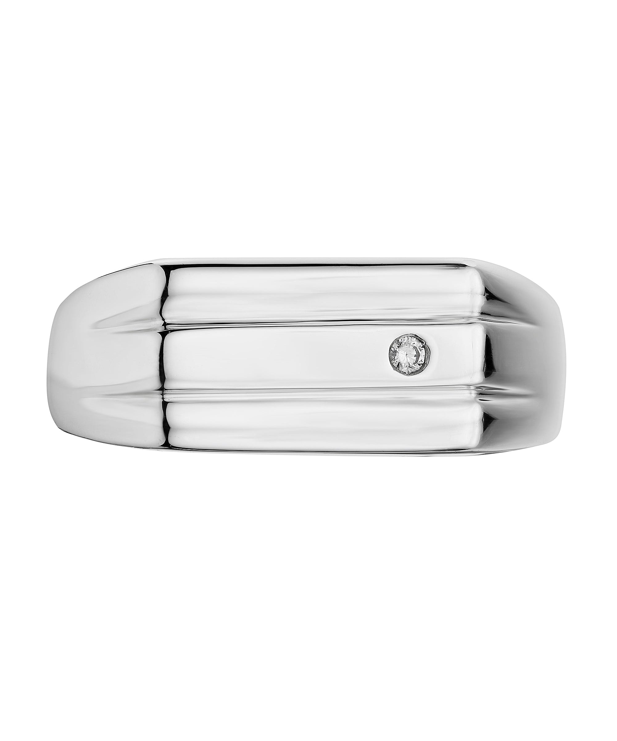 Sterling Silver Diamond Signet Ring-1