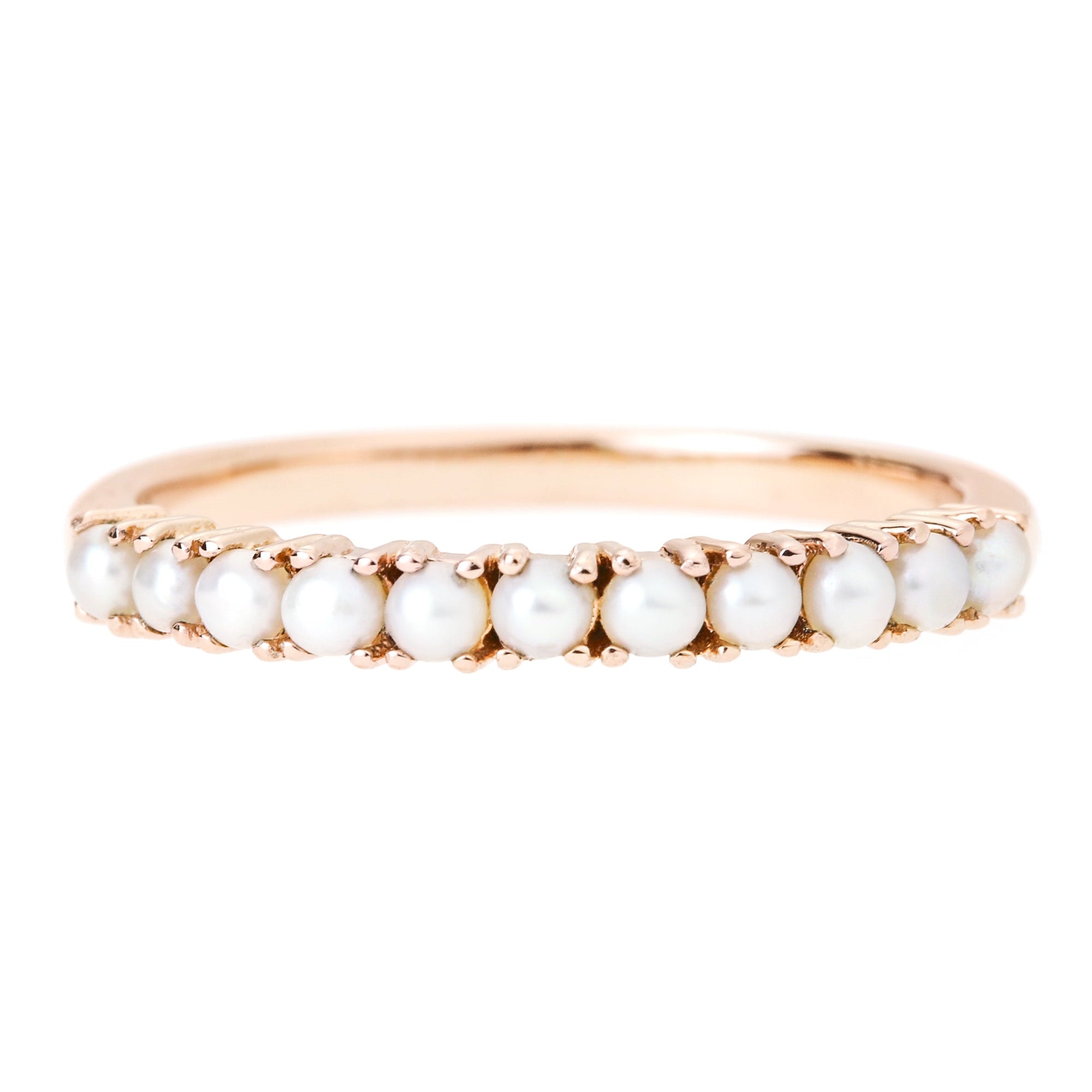 9ct Rose Gold Freshwater Pearl Half Eternity Ring-0