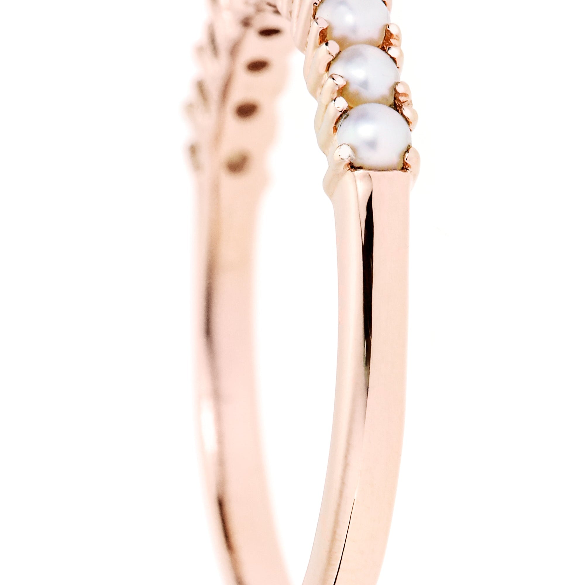 9ct Rose Gold Freshwater Pearl Half Eternity Ring-1