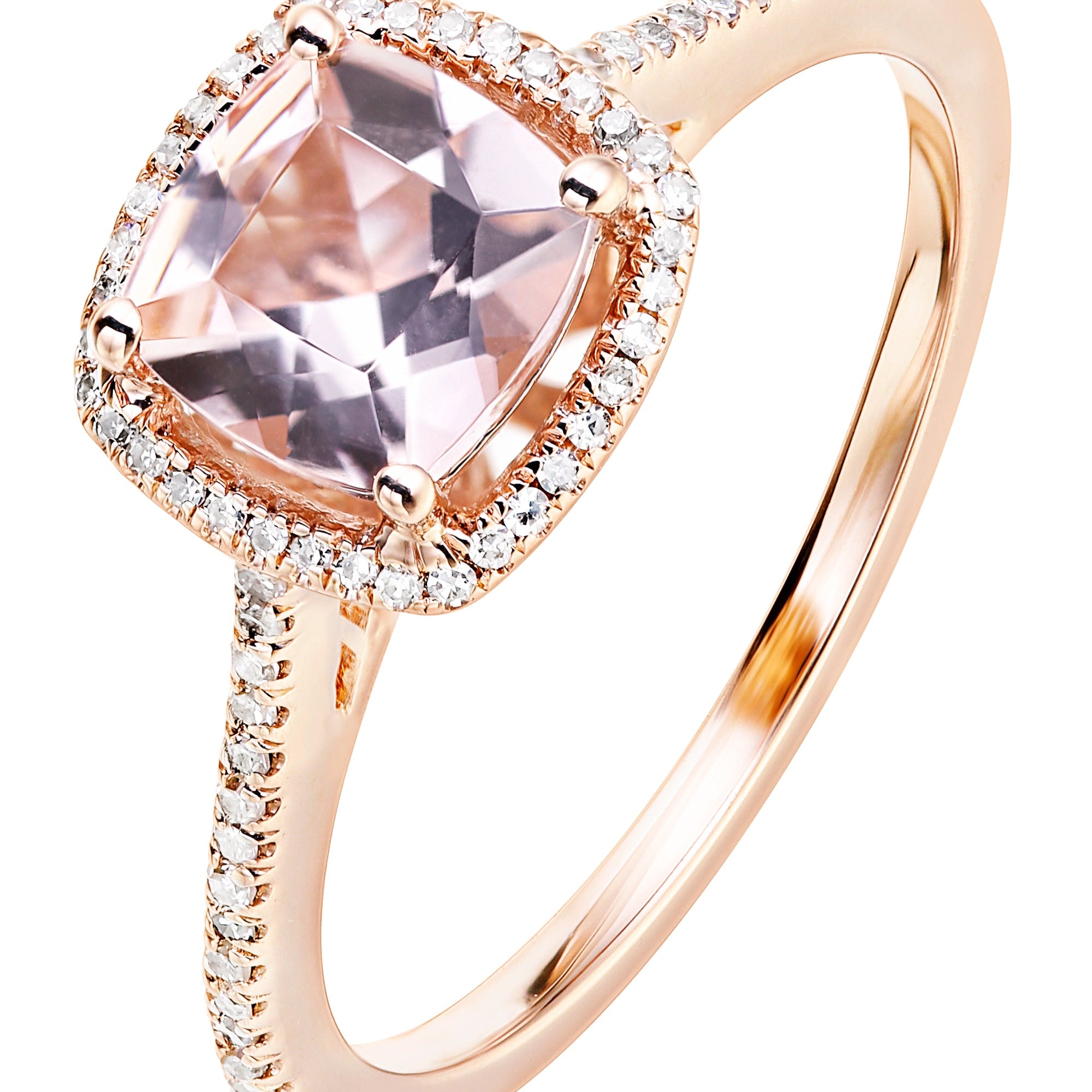 9ct Rose Gold Morganite and 0.12ct Diamond Ring-0