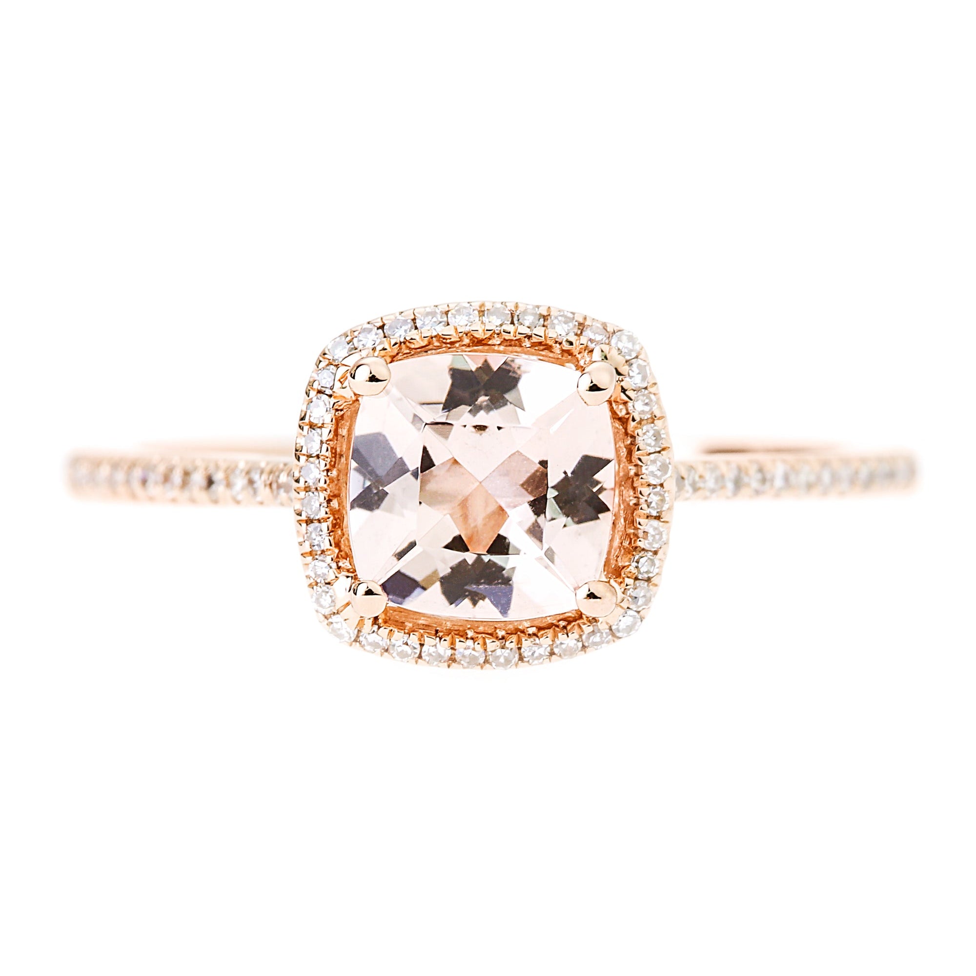 9ct Rose Gold Morganite and 0.12ct Diamond Ring-1