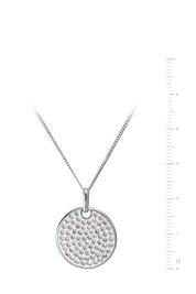 Sterling Silver Crystal Round Mother of Pearl Pendant Necklace-2