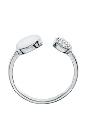 Sterling Silver Crystal Round Open Ring-2