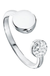 Sterling Silver Crystal Round Open Ring-0