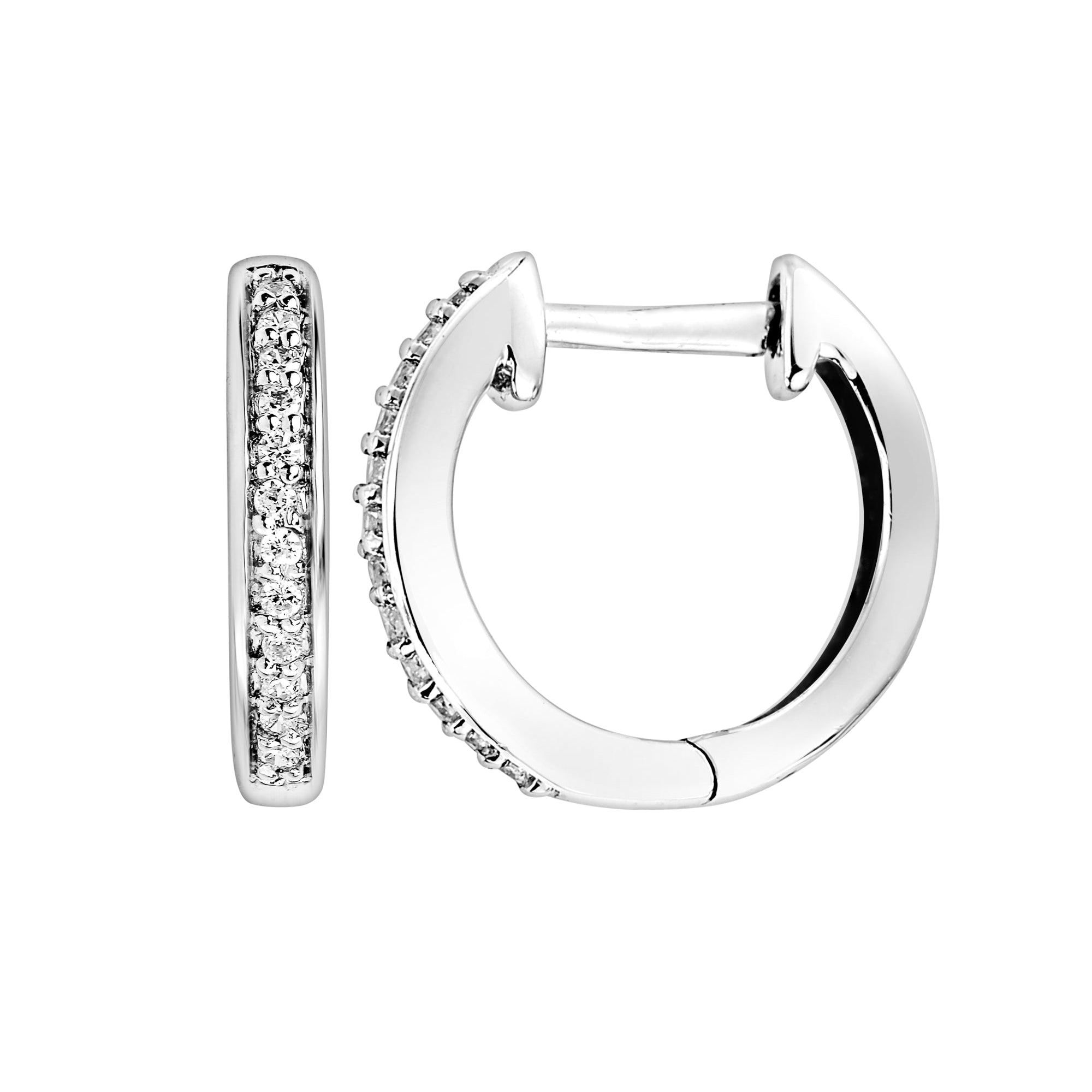 9ct White Gold 0.10ct Diamond Hoop Earrings-1