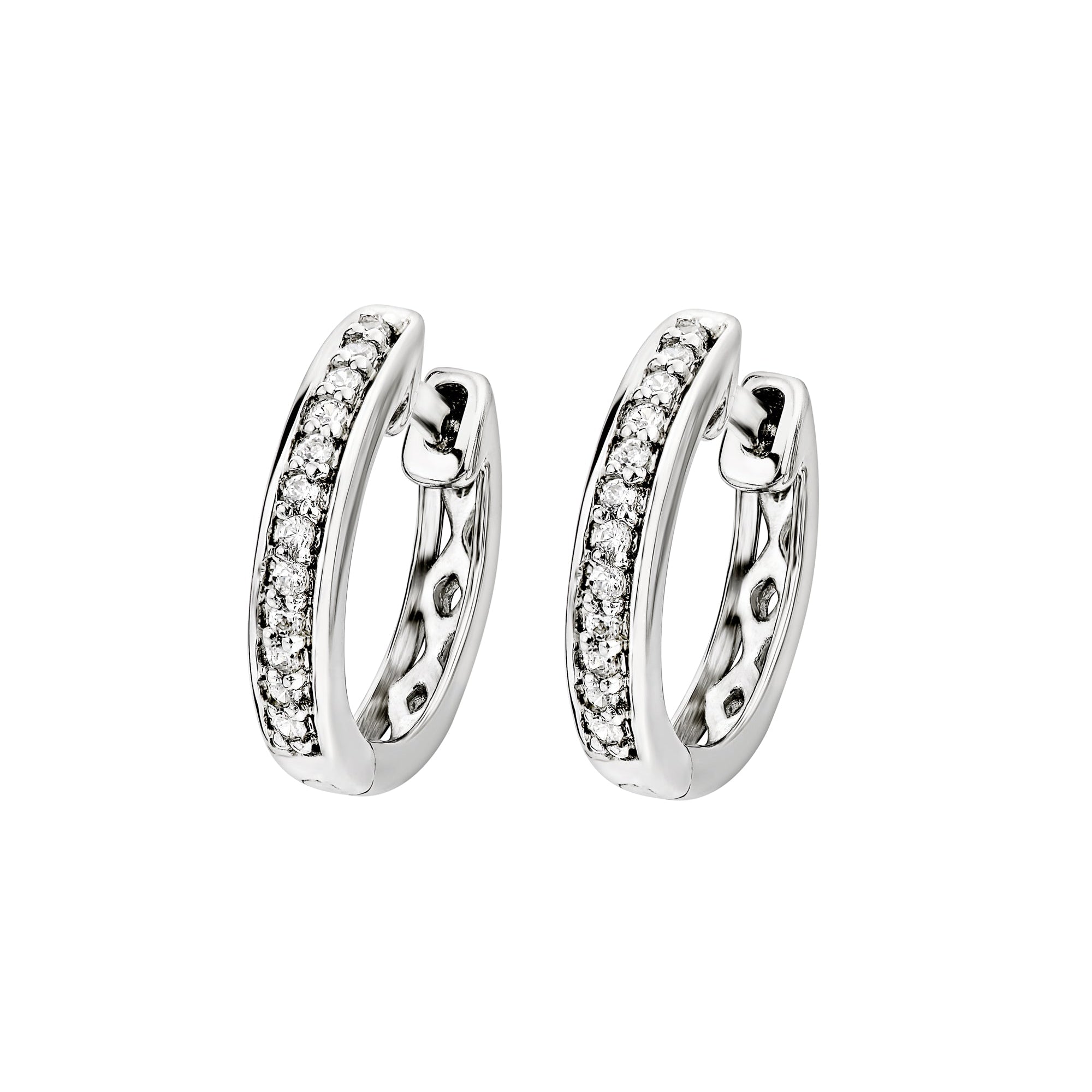 9ct White Gold 0.10ct Diamond Hoop Earrings-0