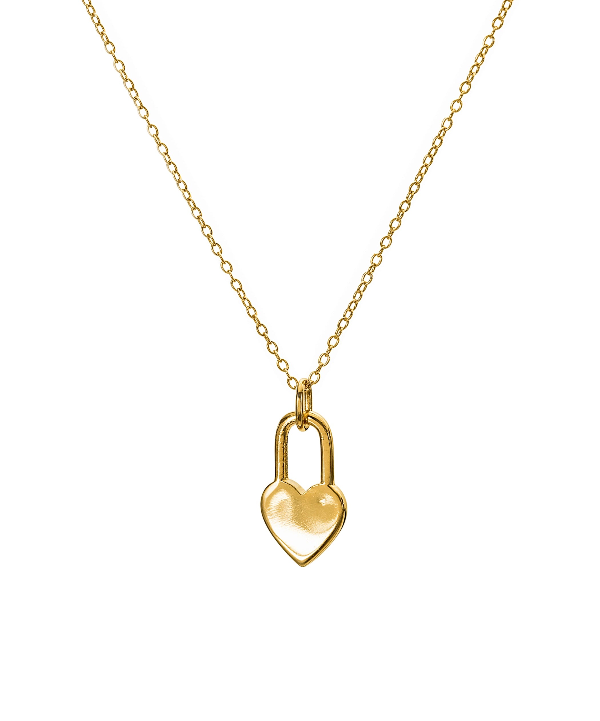 Sterling Silver Gold Plated Padlock Heart Pendant-0