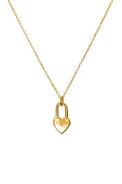 Sterling Silver Gold Plated Padlock Heart Pendant-0