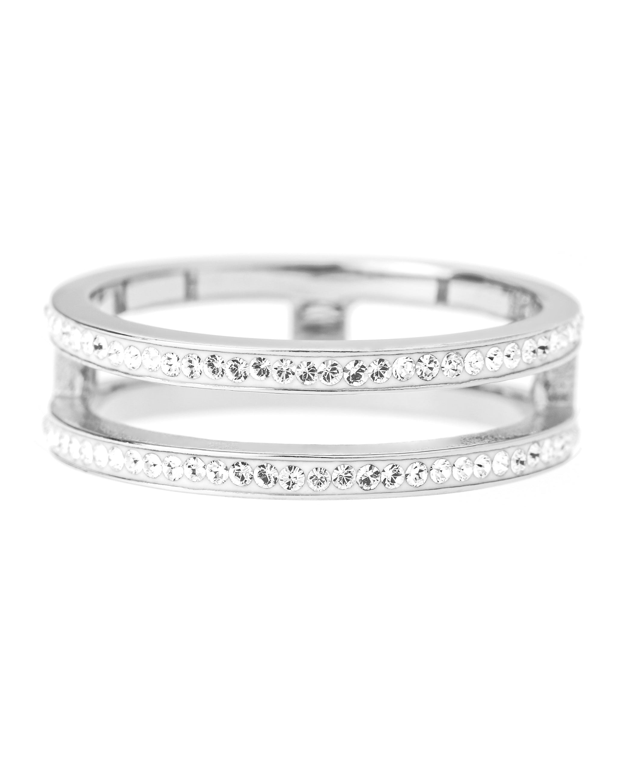 Sterling Silver Crystal Double Band Ring-1