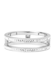 Sterling Silver Crystal Double Band Ring-1