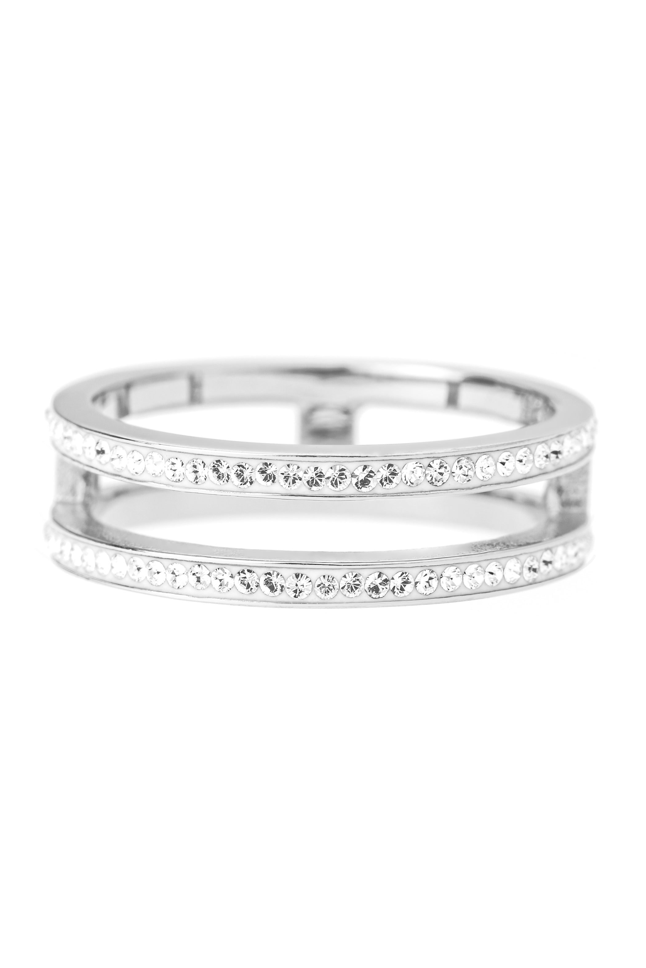 Sterling Silver Crystal Double Band Ring-1