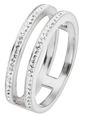 Sterling Silver Crystal Double Band Ring-0