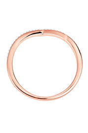 Sterling Silver Rose Gold Plated Crystal Wishbone Ring-2