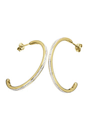 Sterling Silver Gold Plated Crystal 30mm Hoop Stud Earrings-1