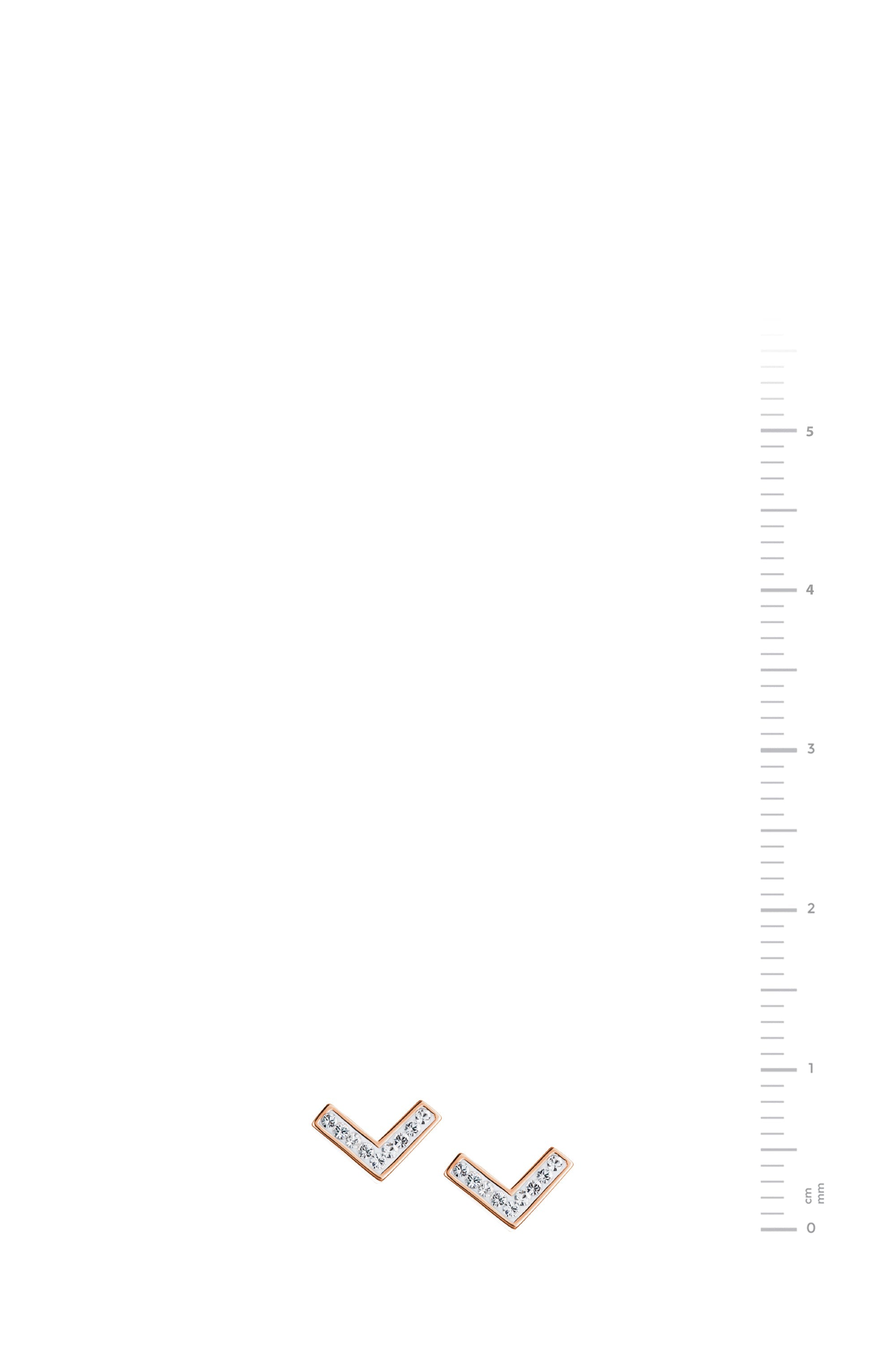 Sterling Silver Rose Gold Plated Crystal Chevron Stud Earrings-3