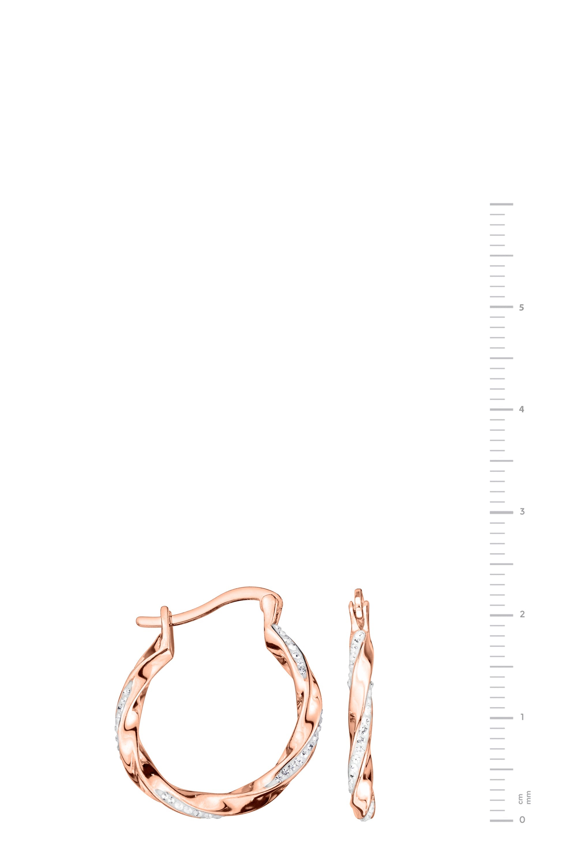 Sterling Silver Rose Gold Plated Crystal Twist 20mm Hoop Earrings-2