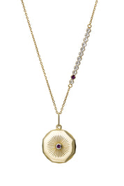 Sterling Silver Gold Plated Crystal Disc Charm Necklace-1