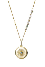 Sterling Silver Gold Plated Crystal Disc Charm Necklace-2