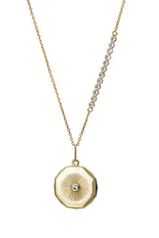 Sterling Silver Gold Plated Crystal Disc Charm Necklace-3