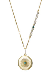 Sterling Silver Gold Plated Crystal Disc Charm Necklace-4