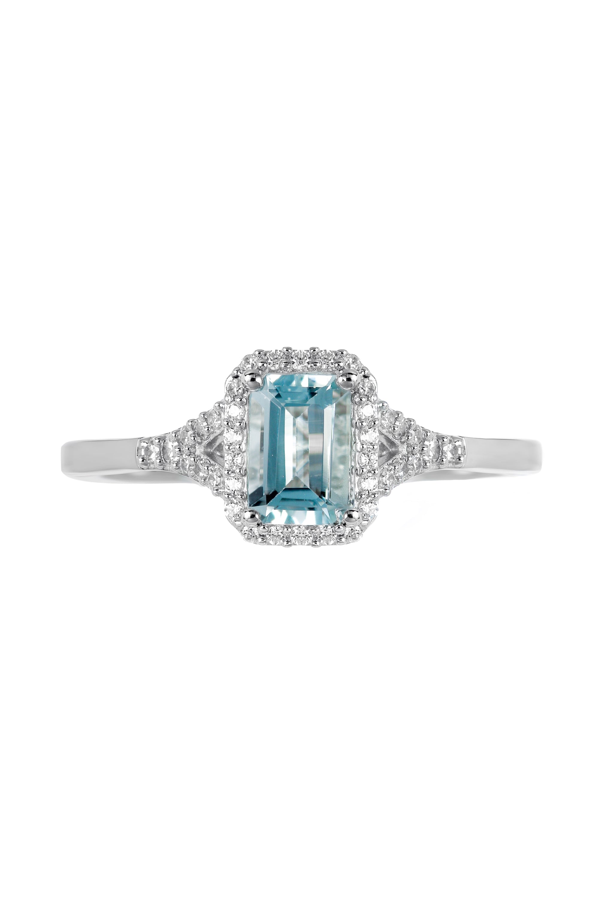 9ct White Gold Aquamarine and 0.12ct Diamond Ring-1