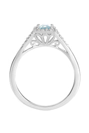 9ct White Gold Aquamarine and 0.12ct Diamond Ring-2