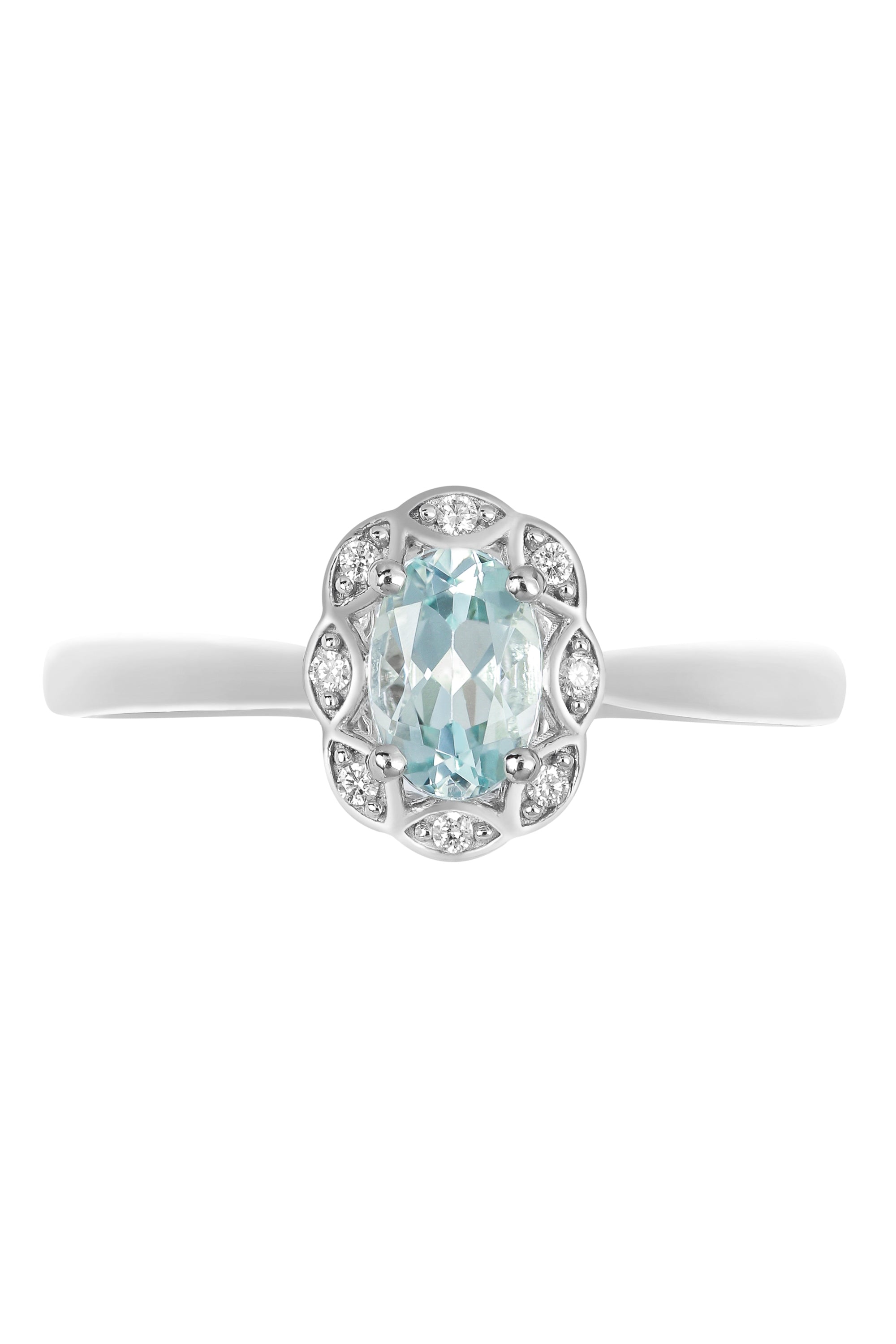 9ct White Gold Aquamarine and Diamond Ring-1