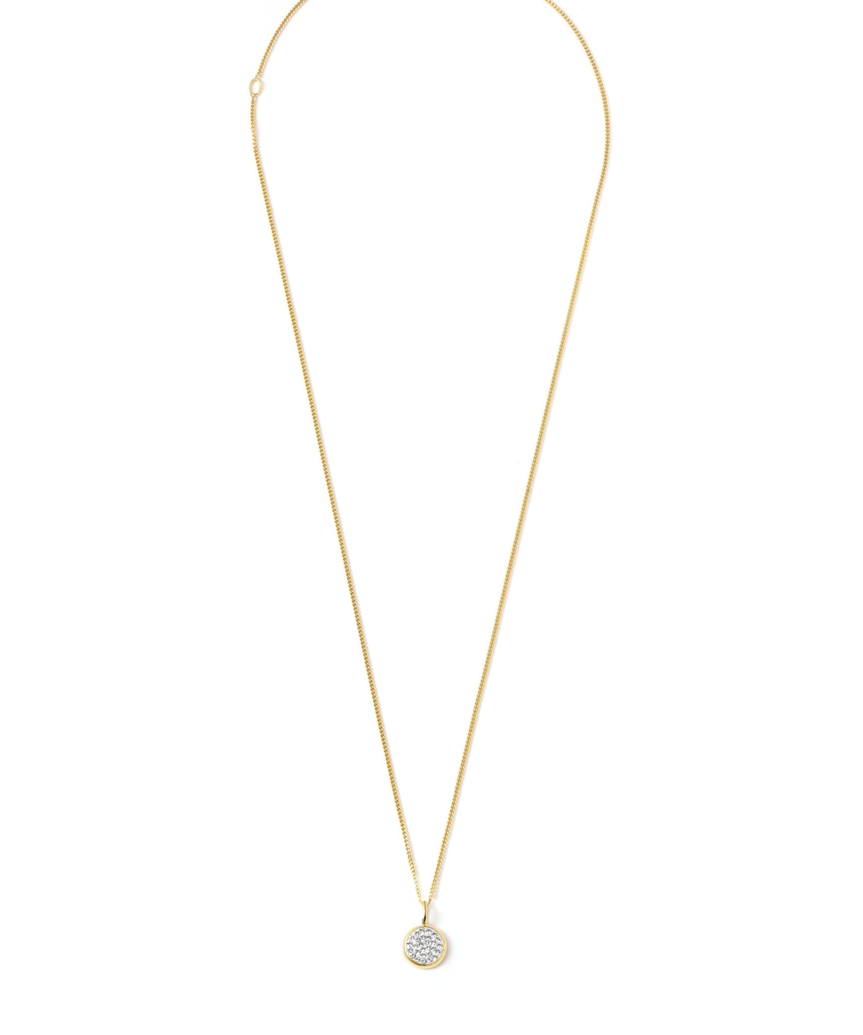 Sterling Silver Gold Plated Crystal  Round Pendant Necklace-1