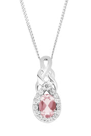 Sterling Silver Entwined Nano Morganite & Cubic Zirconia Pendant Necklace-0