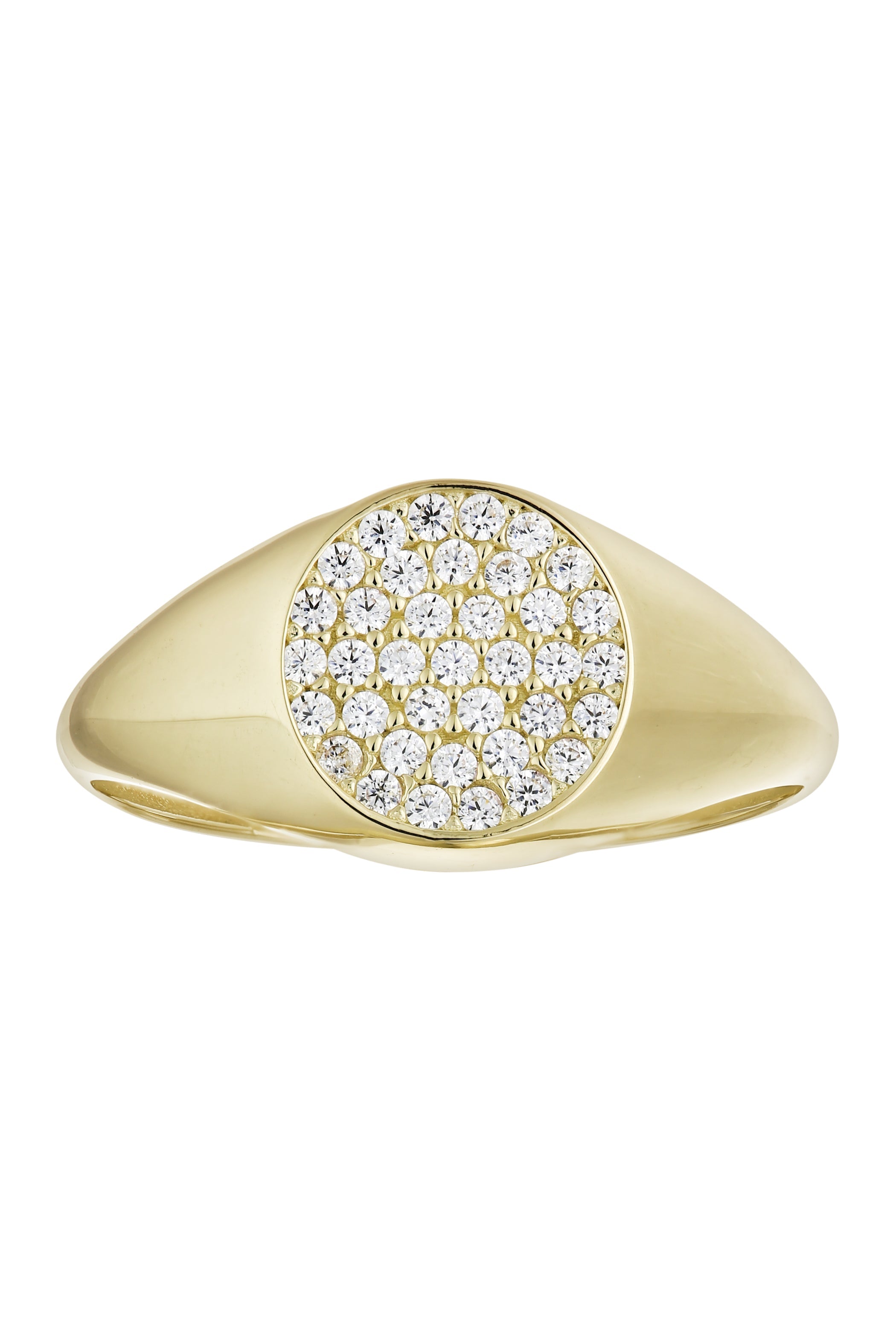 9ct Yellow Gold Cubic Zirconia Round Signet Ring-0