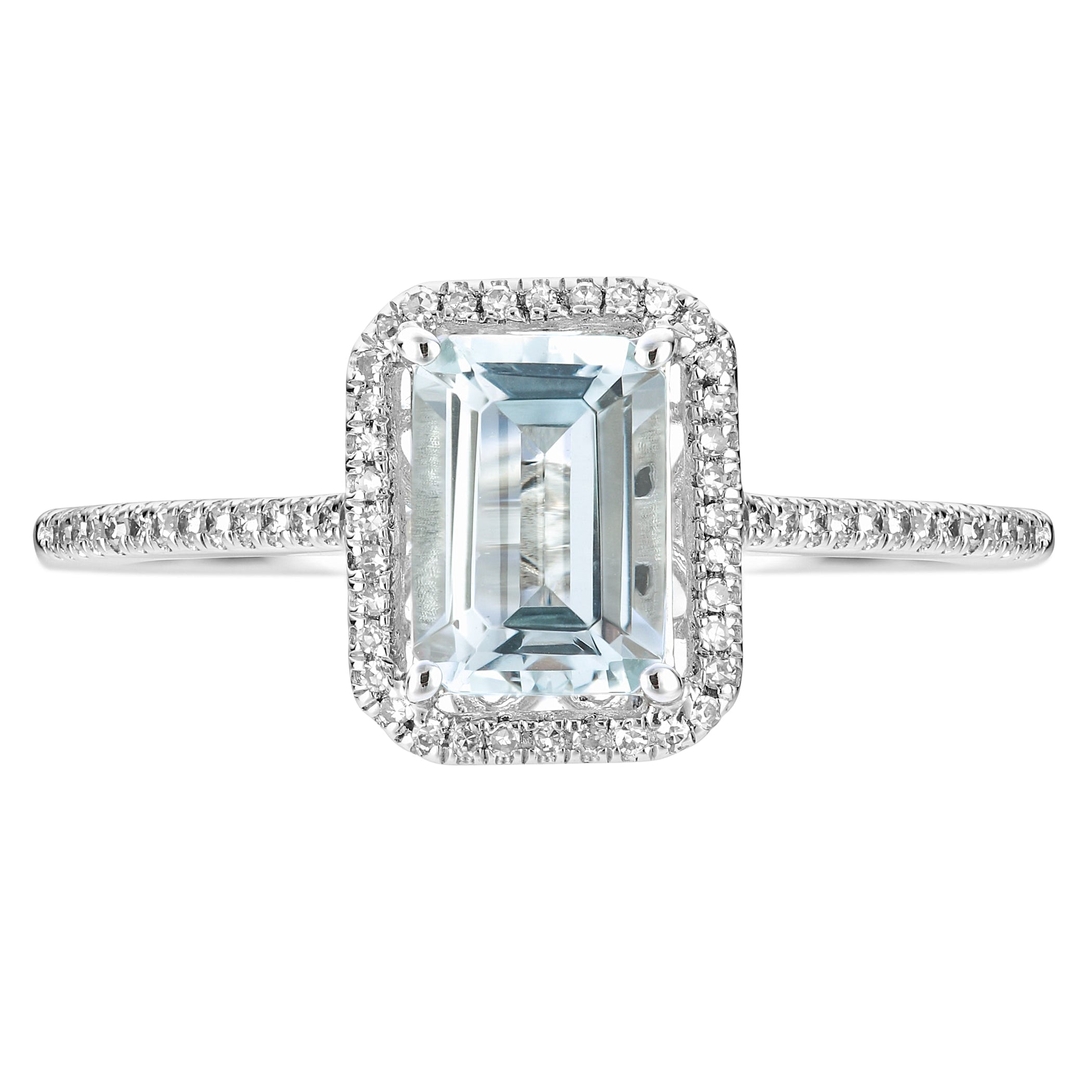 9ct White Gold Aquamarine and 0.12ct Diamond Ring-1