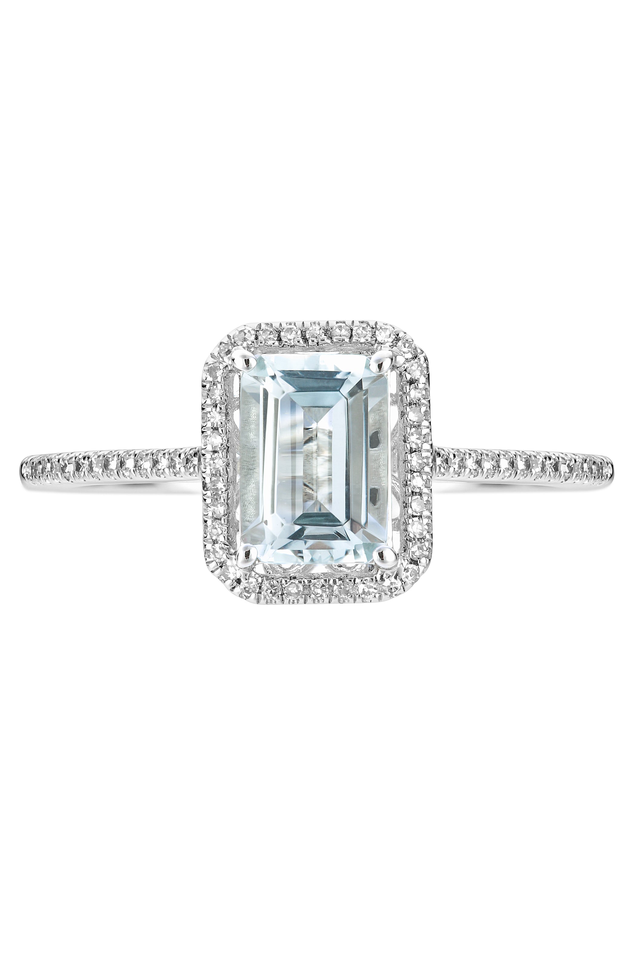 9ct White Gold Aquamarine and 0.12ct Diamond Ring-1