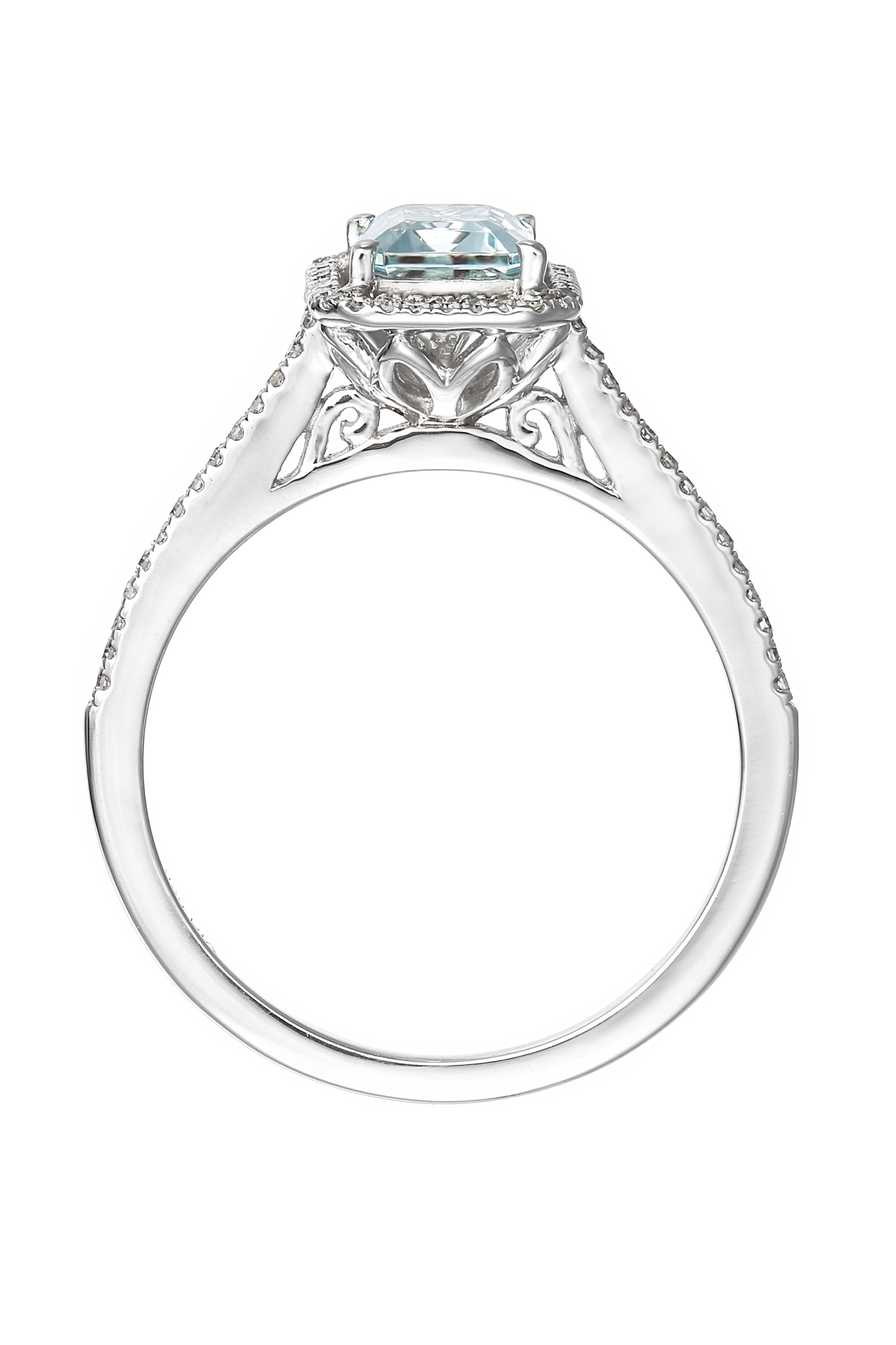 9ct White Gold Aquamarine and 0.12ct Diamond Ring-2