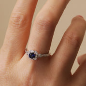 Harper | 18ct White Gold 0.12ct tw Lab Grown Diamond and Created Sapphire Vintage Ring-1