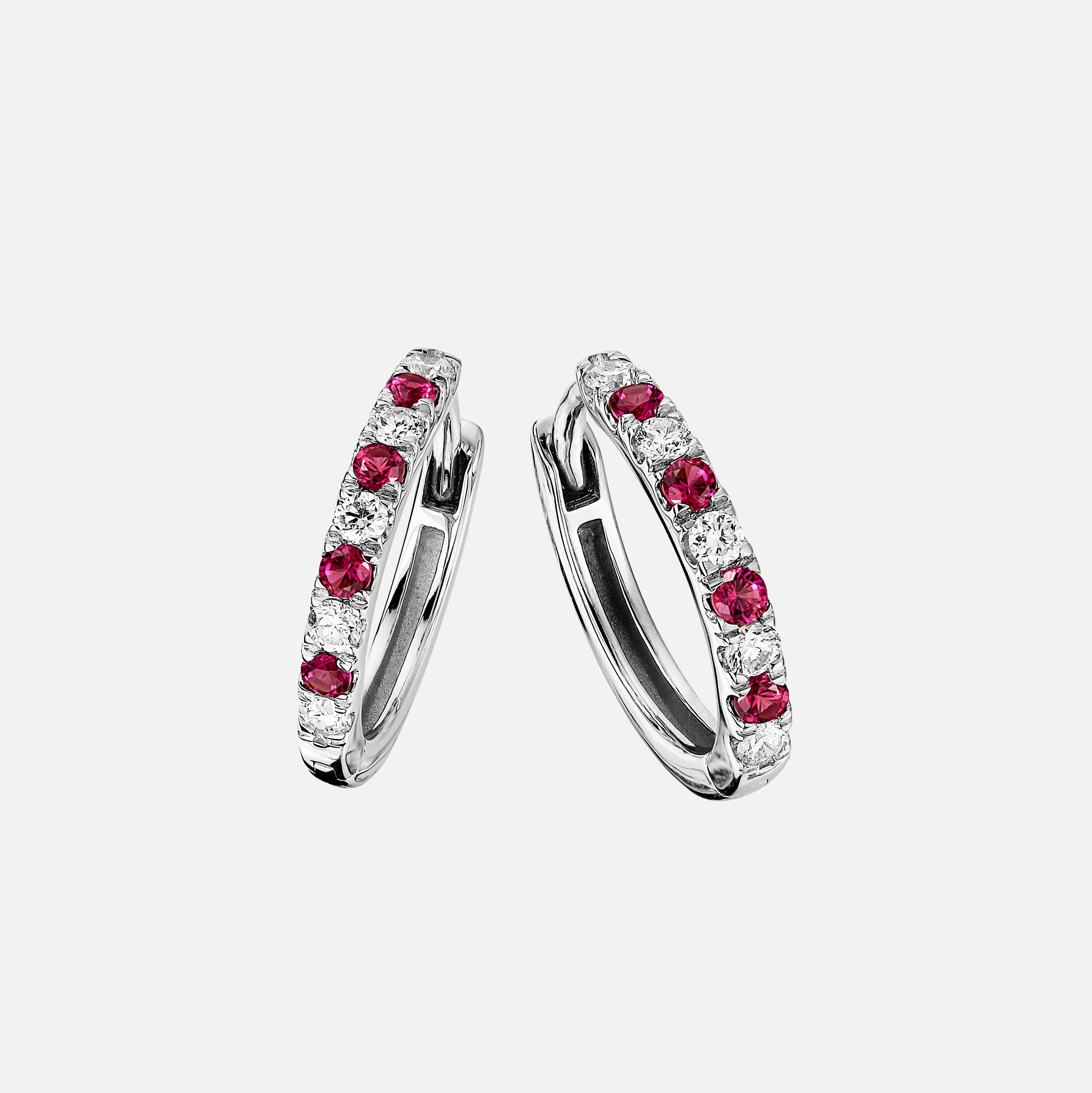 Julia | 9ct White Gold 0.18ct tw Lab Grown Diamond and Created Ruby Earrings-0