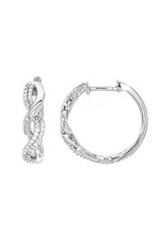 Sterling Silver 0.10ct Diamond Twist Hoop Earrings-0