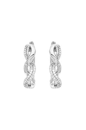 Sterling Silver 0.10ct Diamond Twist Hoop Earrings-1