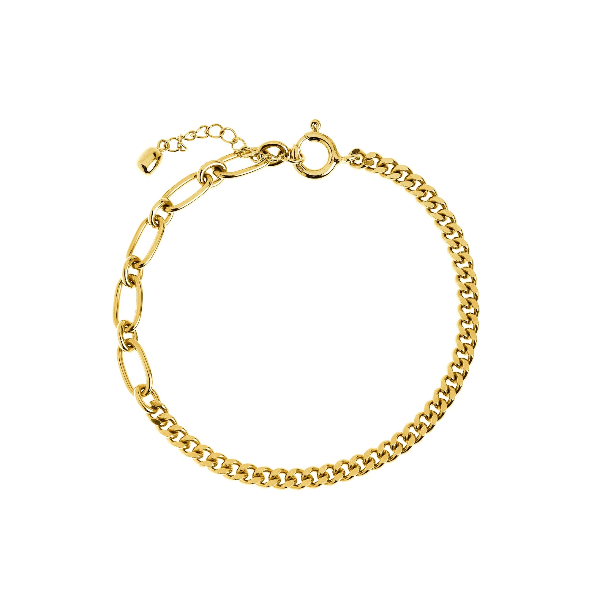 14ct Gold Plated Sterling Silver Curb and Oval Link Bracelet-0