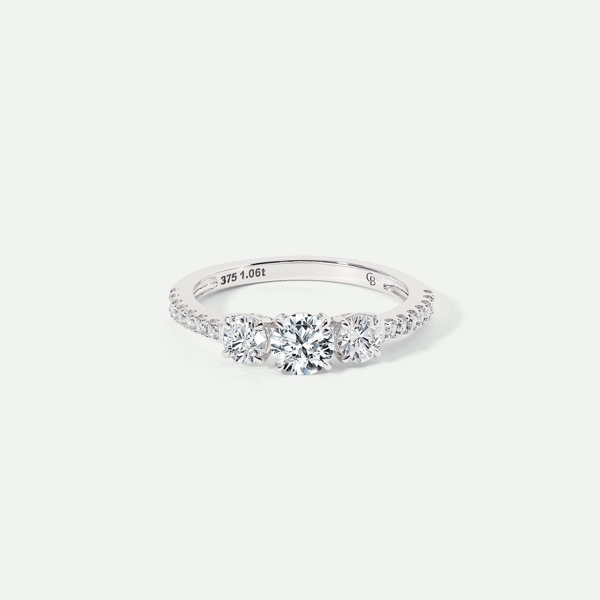 Ella | 9ct White Gold 1.06ct tw Lab Grown Diamond Three Stone Ring-0