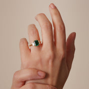 Murphy | 18ct Yellow Gold Created Emerald and Lab Grown Diamond Ring-1